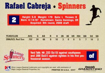 2007 Grandstand Lowell Spinners #NNO Rafael Cabreja Back
