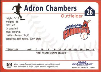 2007 Grandstand Johnson City Cardinals #NNO Adron Chambers Back