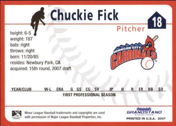 2007 Grandstand Johnson City Cardinals #NNO Chuckie Fick Back