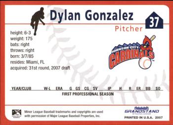 2007 Grandstand Johnson City Cardinals #NNO Dylan Gonzalez Back