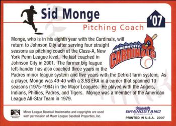 2007 Grandstand Johnson City Cardinals #NNO Sid Monge Back