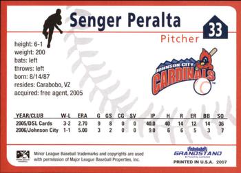 2007 Grandstand Johnson City Cardinals #NNO Senger Peralta Back