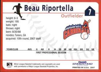2007 Grandstand Johnson City Cardinals #NNO Beau Riportella Back