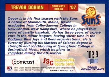 2007 Grandstand Jacksonville Suns #NNO Trevor Dorian Back
