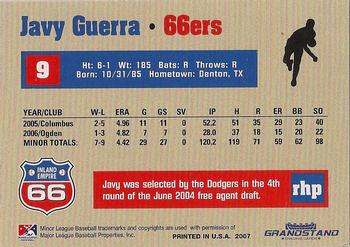 2007 Grandstand Inland Empire 66ers #NNO Javy Guerra Back