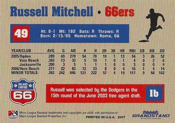 2007 Grandstand Inland Empire 66ers #NNO Russell Mitchell Back