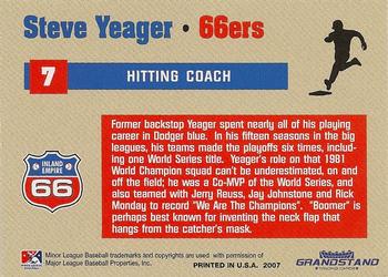 2007 Grandstand Inland Empire 66ers #NNO Steve Yeager Back