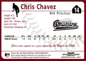 2007 Grandstand Idaho Falls Chukars #NNO Chris Chavez Back