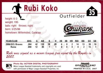 2007 Grandstand Idaho Falls Chukars #NNO Rubi Koko Back