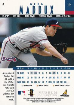 1997 New Pinnacle - Museum Collection #3 Greg Maddux Back