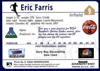 2007 Grandstand Helena Brewers #NNO Eric Farris Back