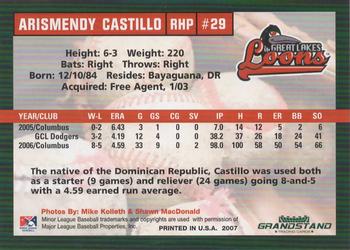2007 Grandstand Great Lakes Loons #NNO Arismendy Castillo Back