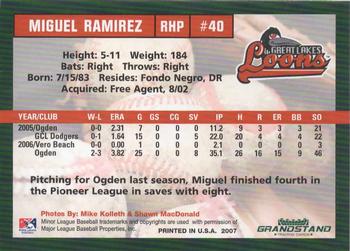2007 Grandstand Great Lakes Loons #NNO Miguel Ramirez Back