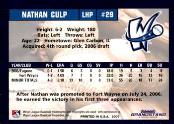 2007 Grandstand Fort Wayne Wizards #NNO Nathan Culp Back