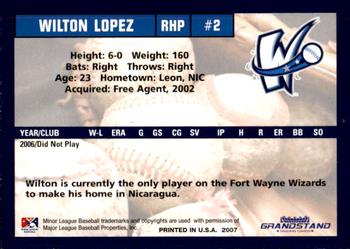 2007 Grandstand Fort Wayne Wizards #NNO Wilton Lopez Back