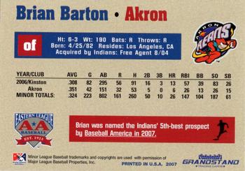 2007 Grandstand Eastern League Top Prospects #NNO Brian Barton Back