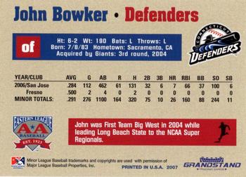 2007 Grandstand Eastern League Top Prospects #NNO John Bowker Back