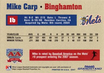 2007 Grandstand Eastern League Top Prospects #NNO Mike Carp Back