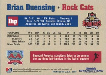 2007 Grandstand Eastern League Top Prospects #NNO Brian Duensing Back