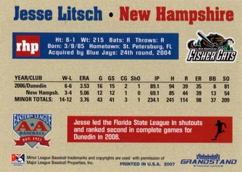 2007 Grandstand Eastern League Top Prospects #NNO Jesse Litsch Back