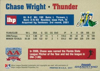 2007 Grandstand Eastern League Top Prospects #NNO Chase Wright Back