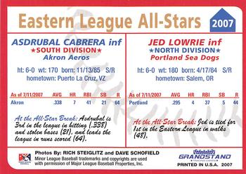 2007 Grandstand Eastern League All-Stars #NNO Asdrubal Cabrera / Jed Lowrie Back