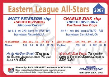 2007 Grandstand Eastern League All-Stars #NNO Matt Peterson / Charlie Zink Back