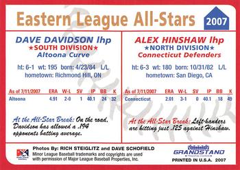 2007 Grandstand Eastern League All-Stars #NNO Dave Davidson / Alex Hinshaw Back