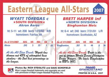 2007 Grandstand Eastern League All-Stars #NNO Wyatt Toregas / Brett Harper Back