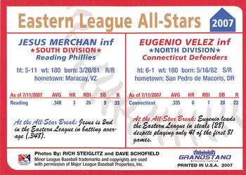 2007 Grandstand Eastern League All-Stars #NNO Jesus Merchan / Eugenio Velez Back