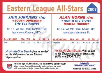 2007 Grandstand Eastern League All-Stars #NNO Jair Jurrjens / Alan Horne Back