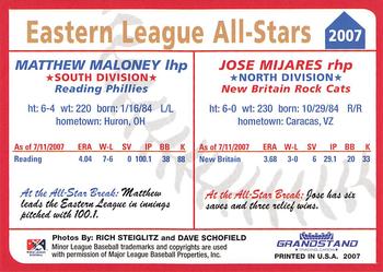 2007 Grandstand Eastern League All-Stars #NNO Matthew Maloney / Jose Mijares Back