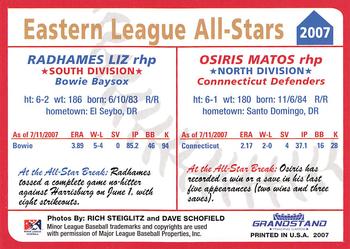 2007 Grandstand Eastern League All-Stars #NNO Radhames Liz / Osiris Matos Back