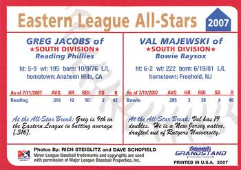 2007 Grandstand Eastern League All-Stars #NNO Greg Jacobs / Val Majewski Back