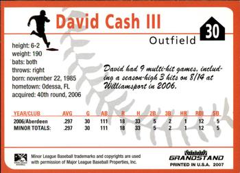 2007 Grandstand Delmarva Shorebirds #NNO David Cash Back