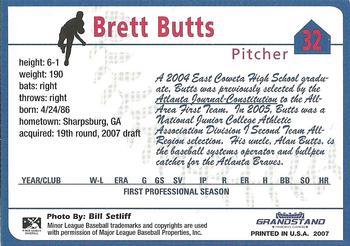 2007 Grandstand Danville Braves #3 Brett Butts Back