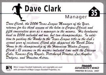 2007 Grandstand Corpus Christi Hooks #NNO Dave Clark Back
