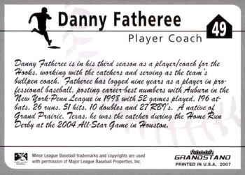2007 Grandstand Corpus Christi Hooks #NNO Danny Fatheree Back