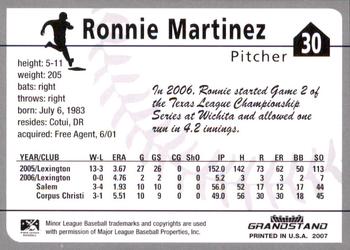 2007 Grandstand Corpus Christi Hooks #NNO Ronnie Martinez Back