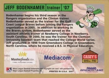 2007 Grandstand Clinton LumberKings #NNO Jeff Bodenhamer Back