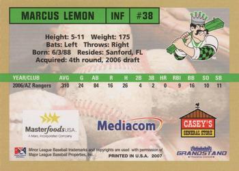 2007 Grandstand Clinton LumberKings #NNO Marcus Lemon Back