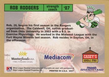 2007 Grandstand Clinton LumberKings #NNO Rob Rodgers Back