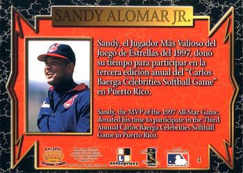 1997 Pacific Crown Collection Carlos Baerga Celebrity Softball #4 Sandy Alomar Jr. Back