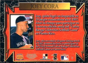 1997 Pacific Crown Collection Carlos Baerga Celebrity Softball #5 Joey Cora Back