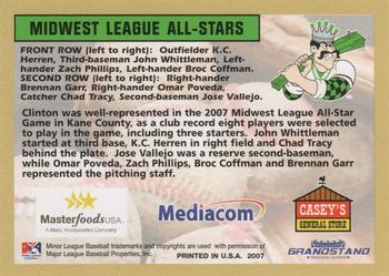 2007 Grandstand Clinton LumberKings Update #NNO Midwest League All-Stars Back