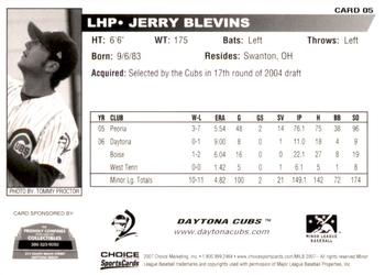 2007 Choice Daytona Cubs #05 Jerry Blevins Back