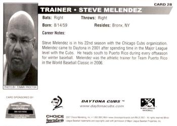 2007 Choice Daytona Cubs #28 Steve Melendez Back