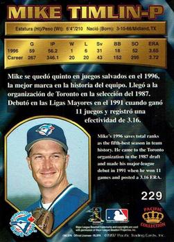 1997 Pacific Crown Collection - Light Blue #229 Mike Timlin Back