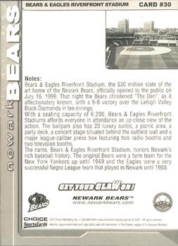 2007 Choice Newark Bears #30 Bears & Eagles Riverfront Stadium Back