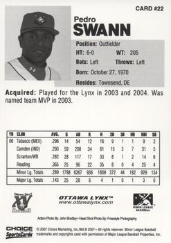 2007 Choice Ottawa Lynx #22 Pedro Swann Back